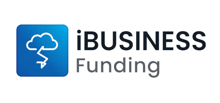The official iBUSINESS Funding logo featuring a blue square icon with a cloud and lightning bolt.