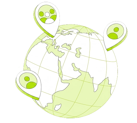 Global network icon representing international financial services and expert connections.